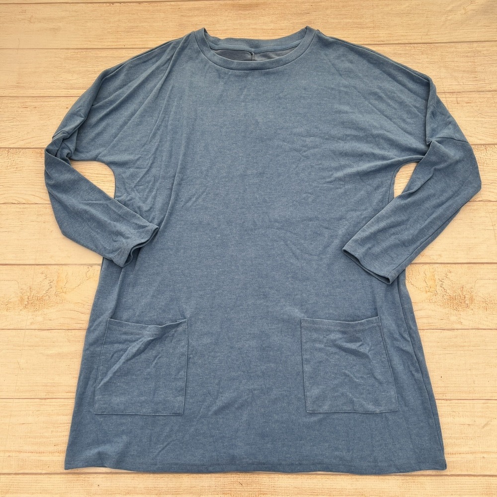Asvivid Round Neck Turquoise SweatShirt with Pockets Size L - Picture 8 of 14